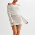Women Bodycon Knitted Mini Dress - WHITE / S