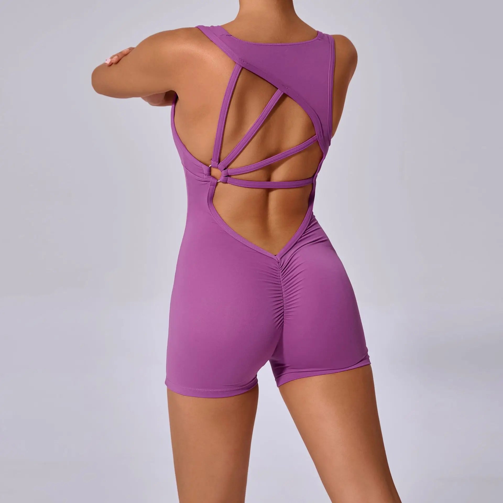 Women Bodysuits Butt Lifting Sports Jumpsuit - Ocean purple / M / CHINA