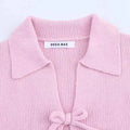 Women Bow Tie Coat Casual Knitted Cardigan
