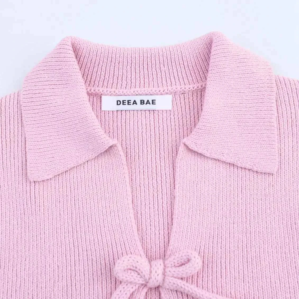 Women Bow Tie Coat Casual Knitted Cardigan