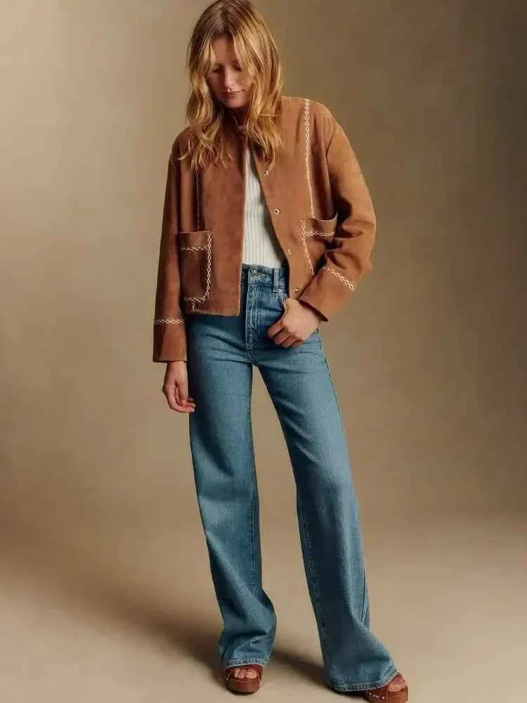 Women Brown Suede Jacket