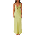 Women Cami Dress Solid Color Sleeveless Tie-Up Front Backless - green / L