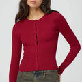 Women Cardigans Sweater - Maroon / M