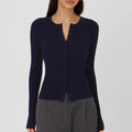 Women Cardigans Sweater - Navy Blue / S