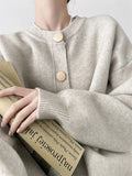 Women Cardigans Sweater O-neck Autumn Winter Knitted Loose - One Size / Oatmeal - Other