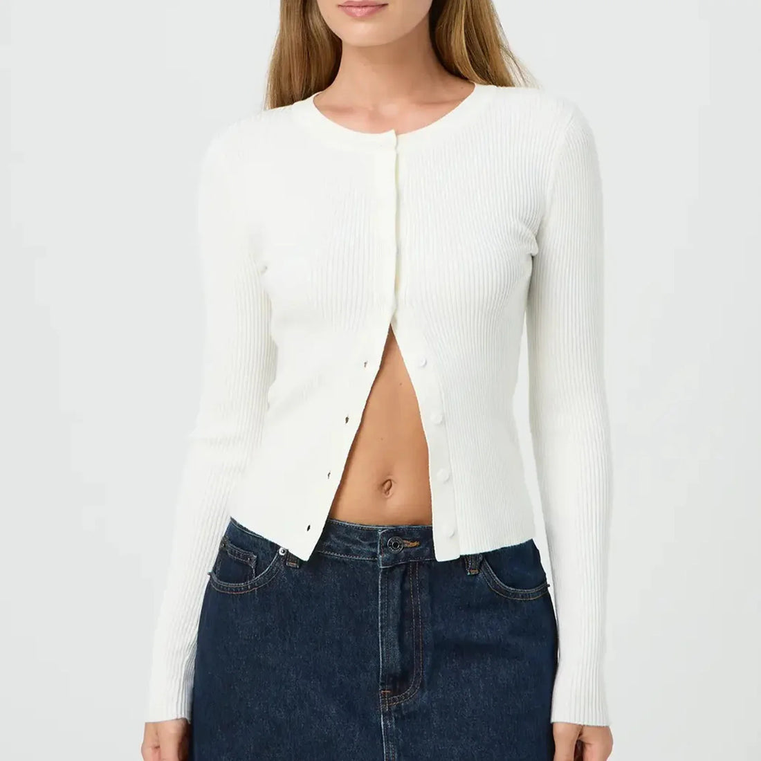 Women Cardigans Sweater - WHITE / L