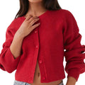 Women Casual Loose O-neck Single Breasted Long Sleeve Sweaters