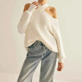 Women Cold Shoulder Loose Fit Sweater