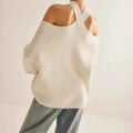 Women Cold Shoulder Loose Fit Sweater