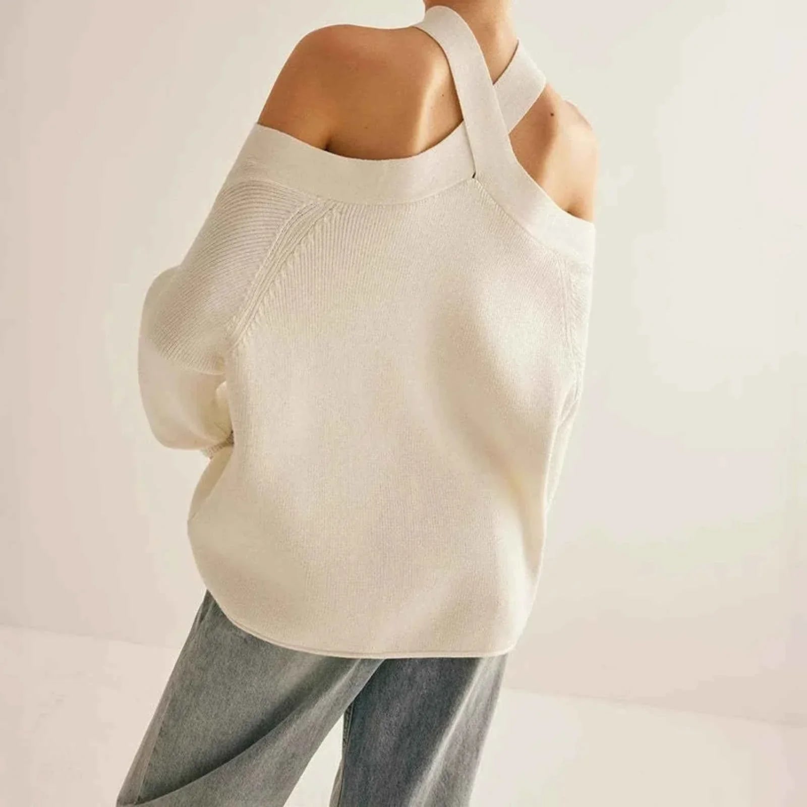 Women Cold Shoulder Loose Fit Sweater