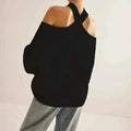 Women Cold Shoulder Loose Fit Sweater