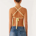 Women Crochet Halter Top Backless
