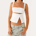Women Crop Top Split Hem Cutout Backless Tank Top
