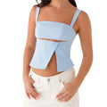 Women Crop Top Split Hem Cutout Backless Tank Top