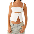 Women Crop Top Split Hem Cutout Backless Tank Top