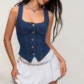 Women Denim Push Up Bustier Tube Top - Blue / S