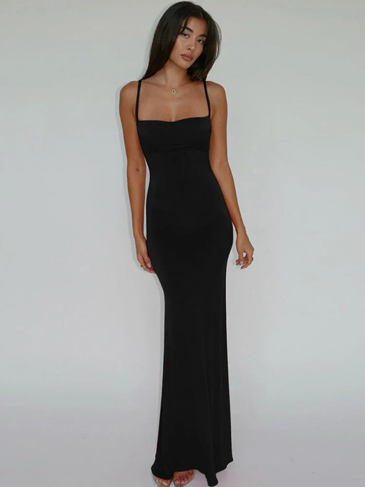 Women Evening Long Dress - black / XXS