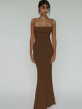 Women Evening Long Dress - Brown / XXS