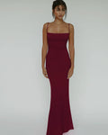 Women Evening Long Dress - Claret / XXS