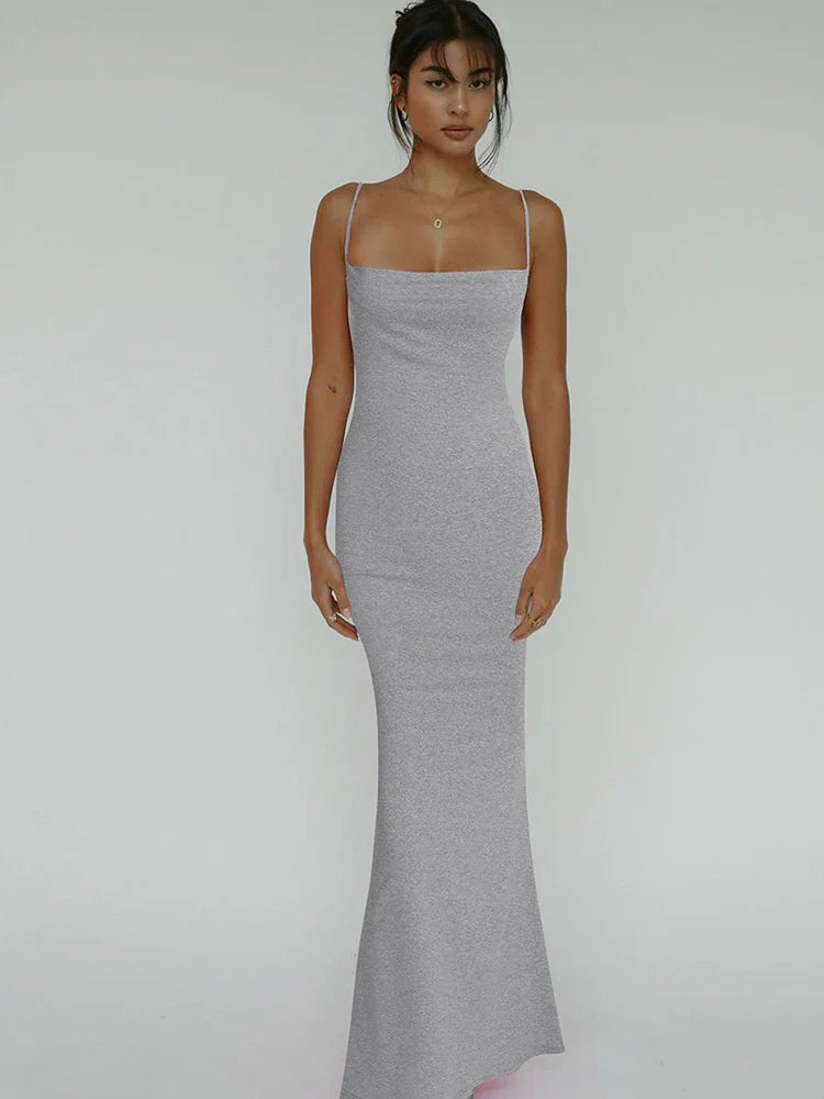 Women Evening Long Dress - GRAY / XS