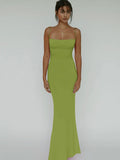 Women Evening Long Dress - green / XXS