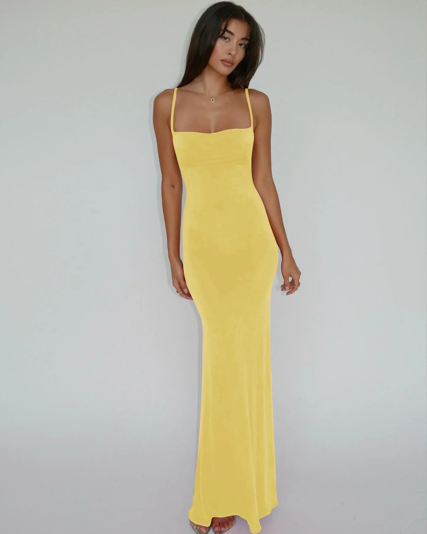 Women Evening Long Dress - Yellow / L