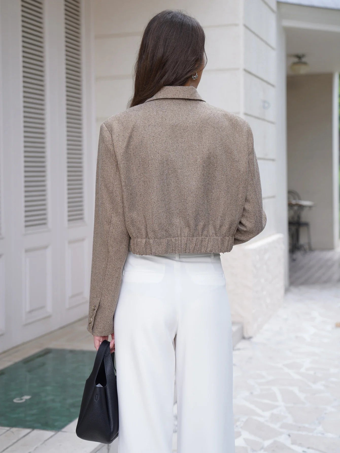 Women Fashion Basic Wool Cropped Jacket Short Coat