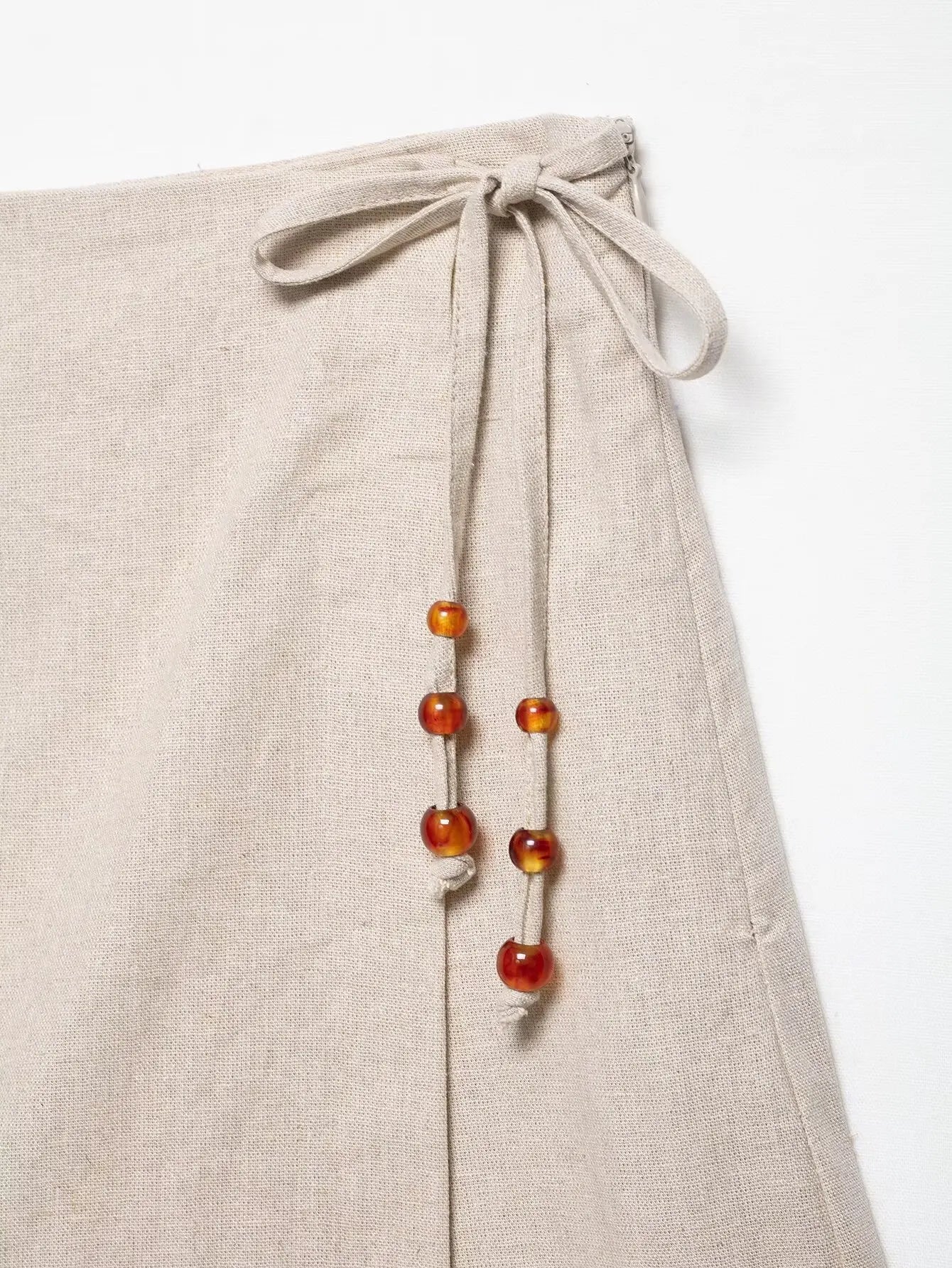 Women Fashion Beading Design Lace Up Wrapped Shorts Skirts