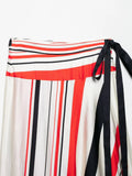 Women Fashion Color Matching Striped Print Asymmetrical Skirt