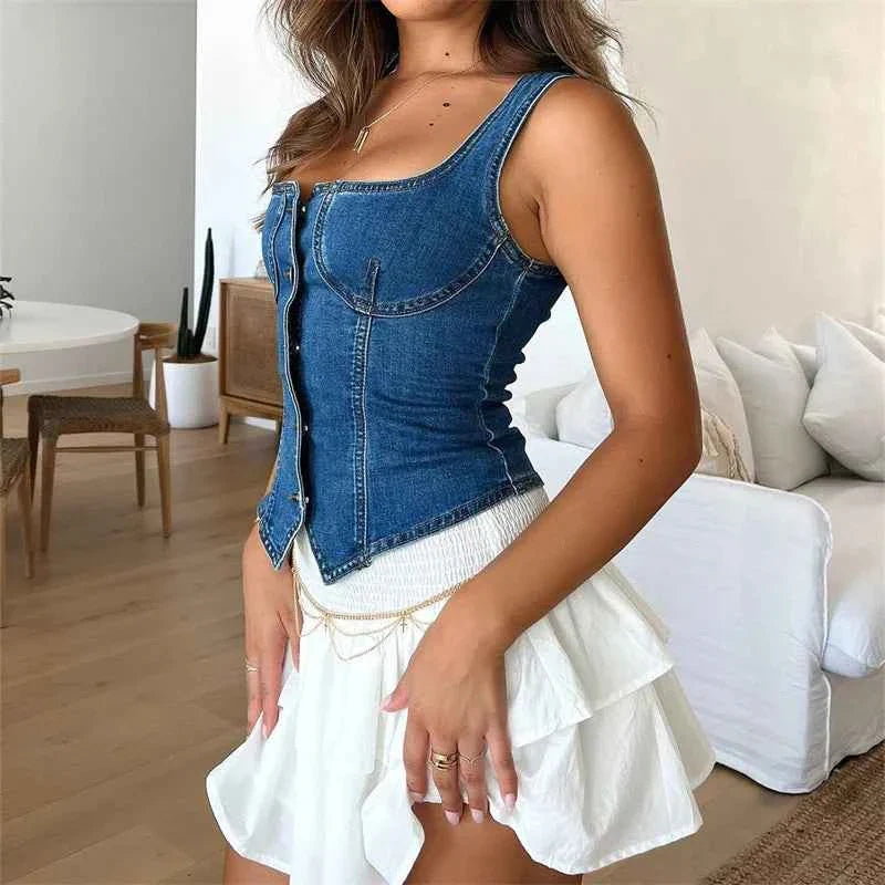 Women Fashion Denim Tank Top