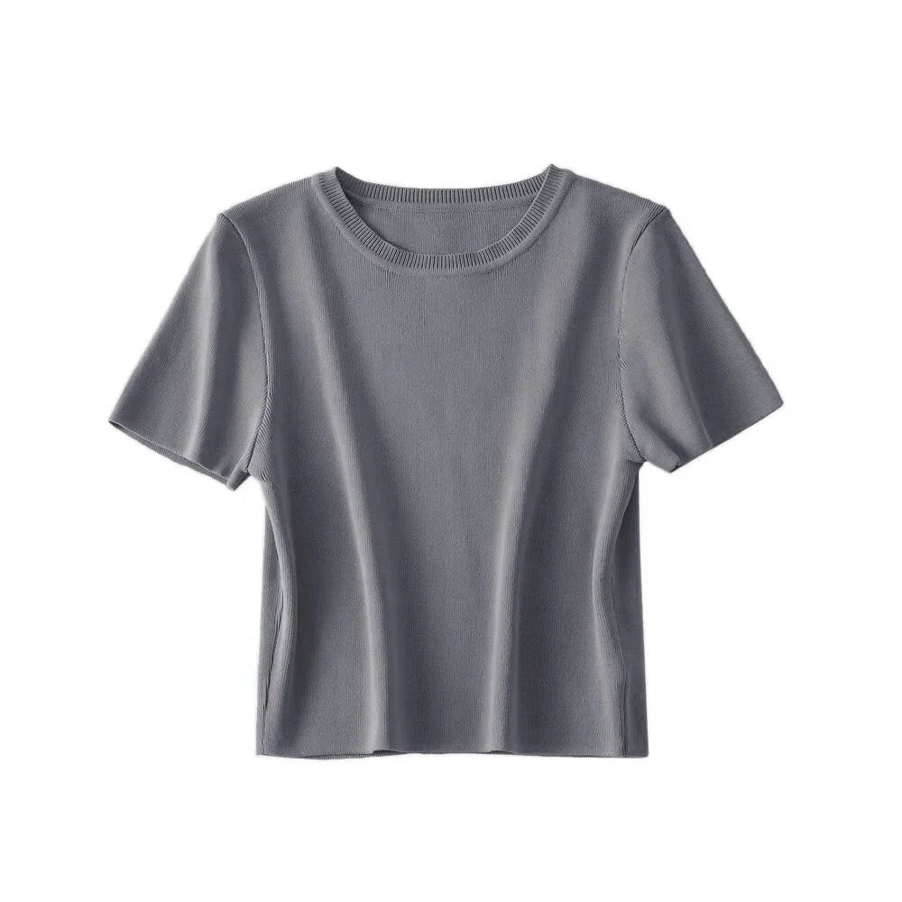 Women Fashion Striped Basic Cropped Knit Sweater - as picture 3 / M