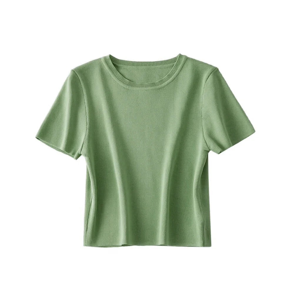 Women Fashion Striped Basic Cropped Knit Sweater - as picture 9 / S