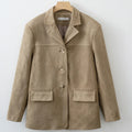 Women Fashion Suede Basic Jacket - Other