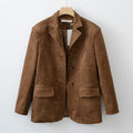 Women Fashion Suede Basic Jacket - XL / brown / CHINA - Other