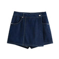 Women Fashion With Pockets Wrap Denim Shorts - as picture / M