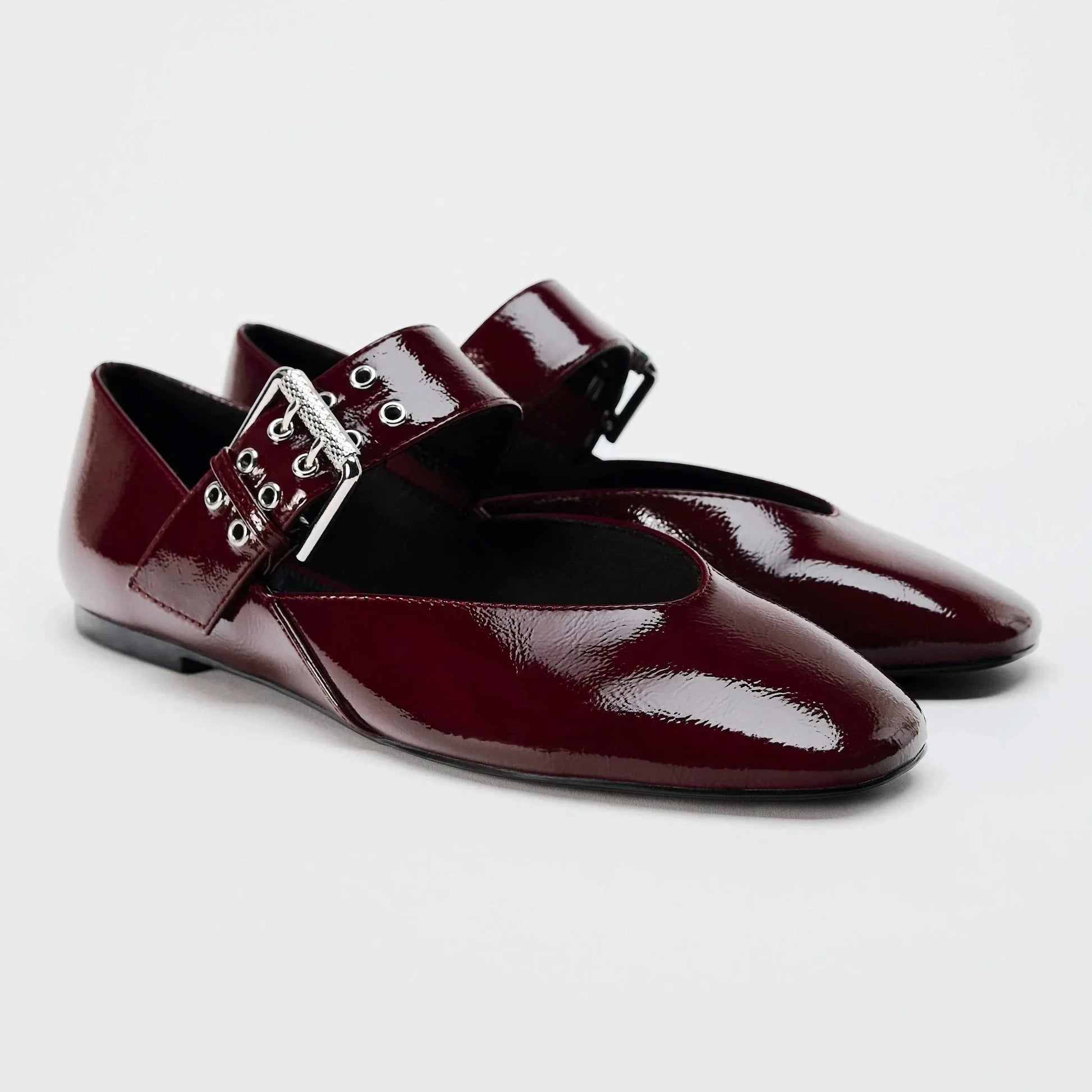 Women Flats Shallow Mouth Autumn Pointed Toe Loafers Ballerinas - Wine red / 40 / CHINA