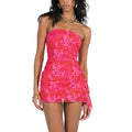Women Floral Bodycon Tube Dress - Red / M