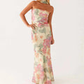 Women Floral Tube Maxi Dress with Scarf