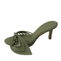 Women Green Leaf Narrow Band Summer Slipper Sandal - 43