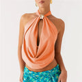 Women Halter Mock Neck Top - F / S