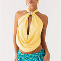 Women Halter Mock Neck Top - H / S