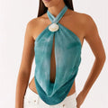 Women Halter Mock Neck Top - I / L