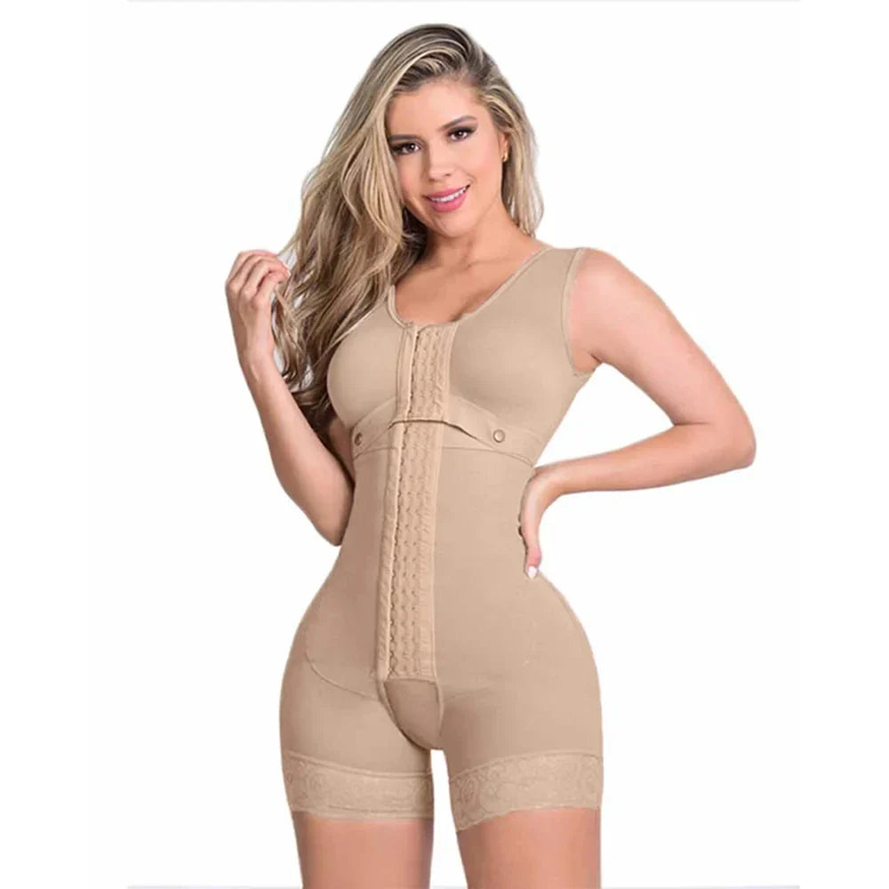 Women High Compression Shapewear With Hook - Beige / S