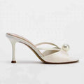 Women High Quality Satin Narrow Band Slide Sandals