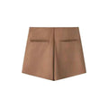Women High Waist A-line Culottes Mid-waist Hidden Zipper Pocket Mini Skirt Shorts