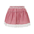 Women High Waist Plaid Print Short - Red / L