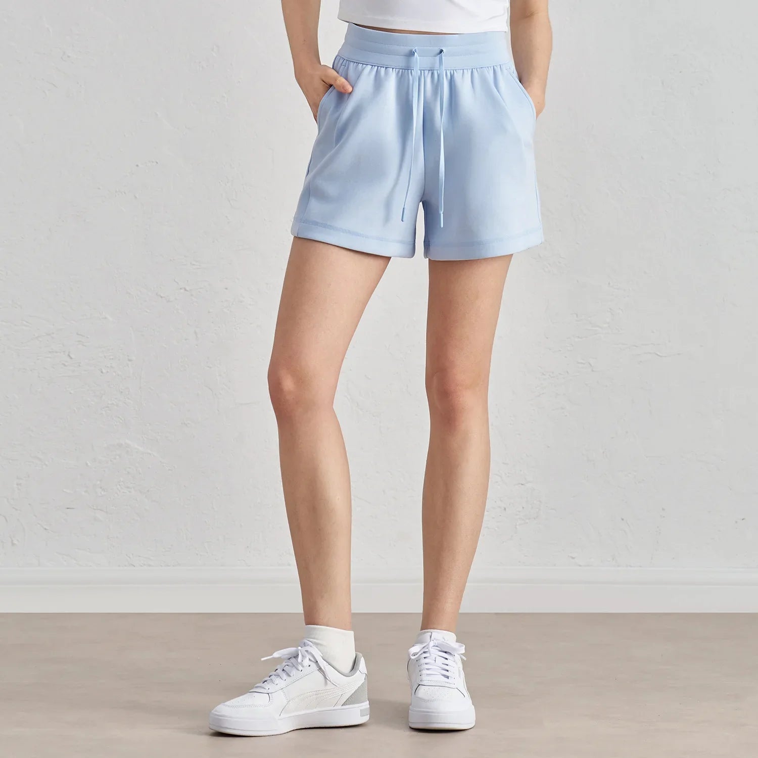 Women High Waist Shorts Outdoor Sport Running - blue / XL