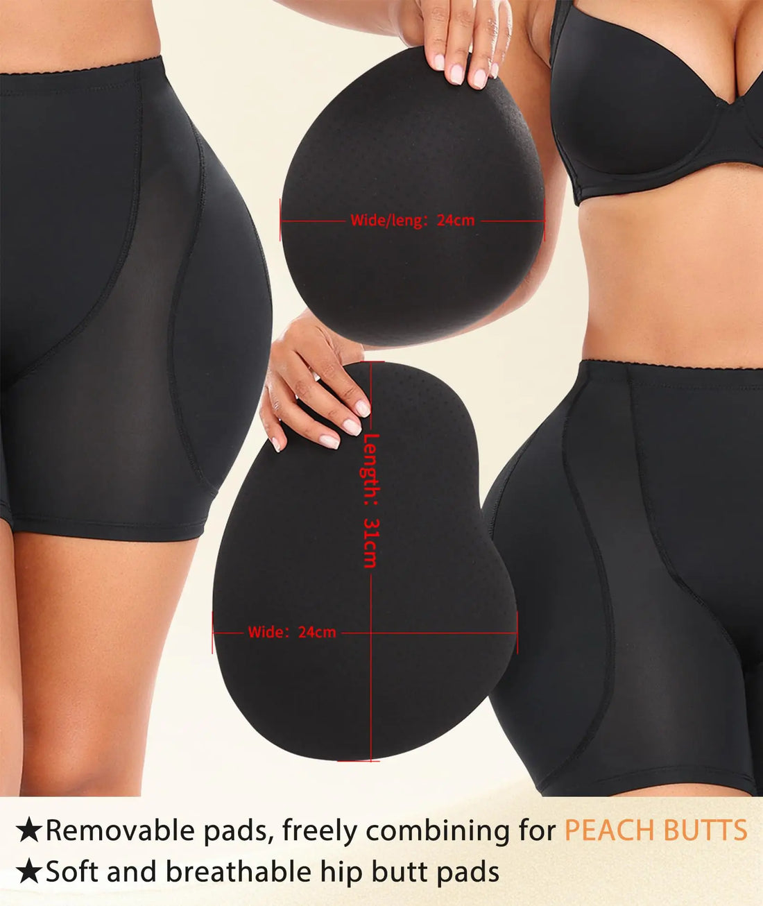 Women Hip Padded Booty Lifter Shapewear - black / 5XL