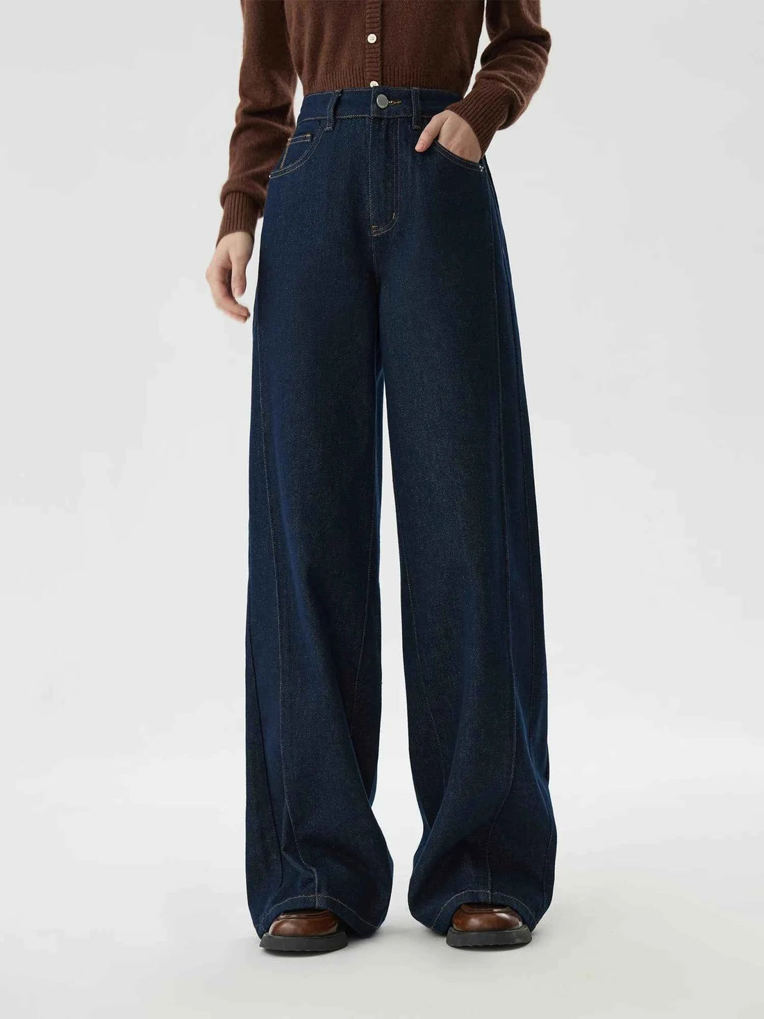 Women Jeans High Waist Cotton Wide Leg Trousers