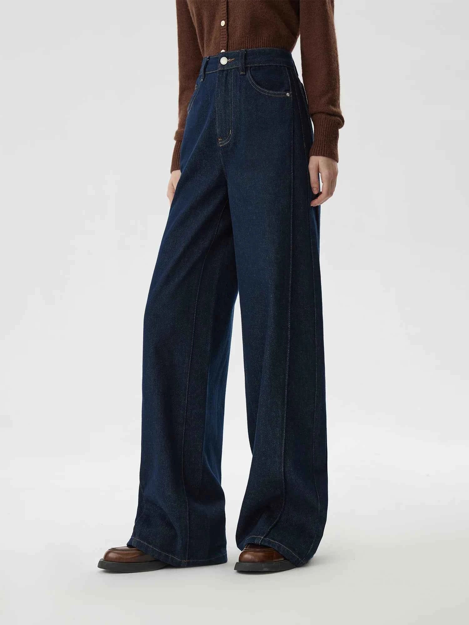 Women Jeans High Waist Cotton Wide Leg Trousers